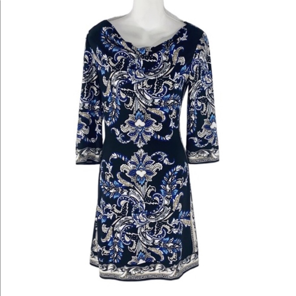WHBM black and blue shift dress XS